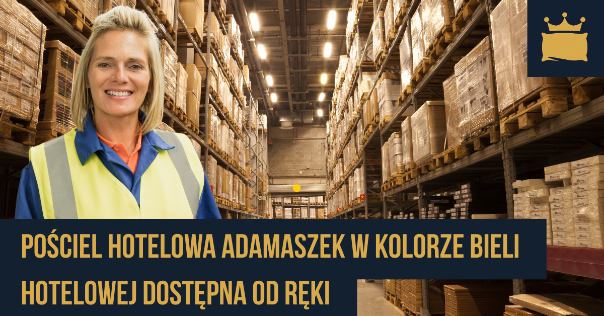 Pościel hotelowa Adamaszek w kolorze bieli hotelowej – dostępna od ręki